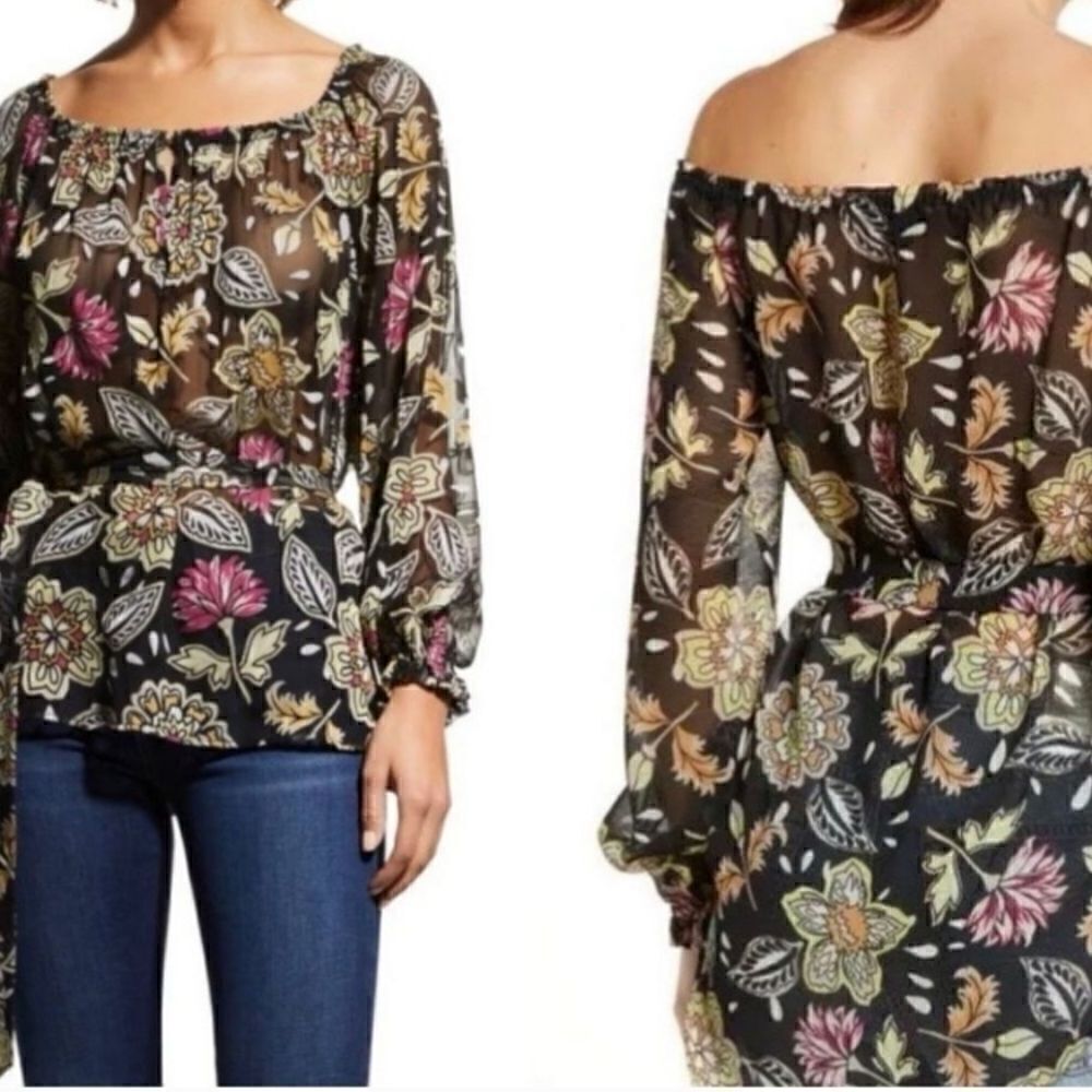 NWT Rag & Bone Sierra Floral Long Sleeve Sheer Blouse  Medium